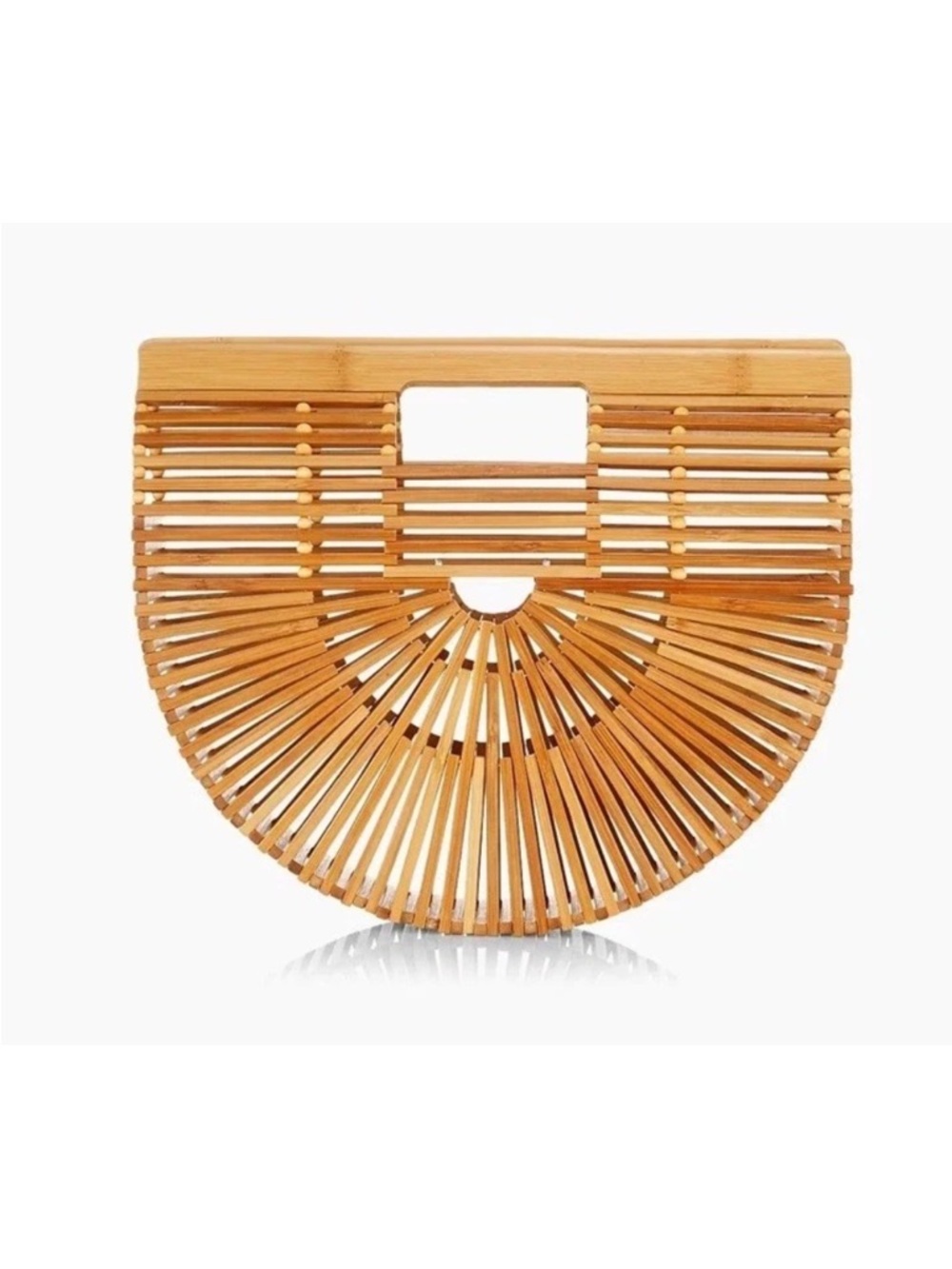 Handcrafted Bamboo Half-Moon Tote Bag - Natural